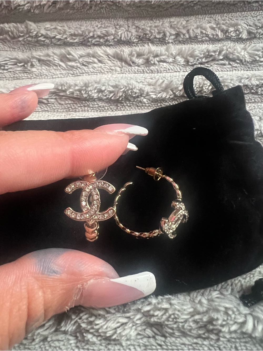 CC  Gold Crystal CC Hoop and Logo Drop Earrings fashion earrings
